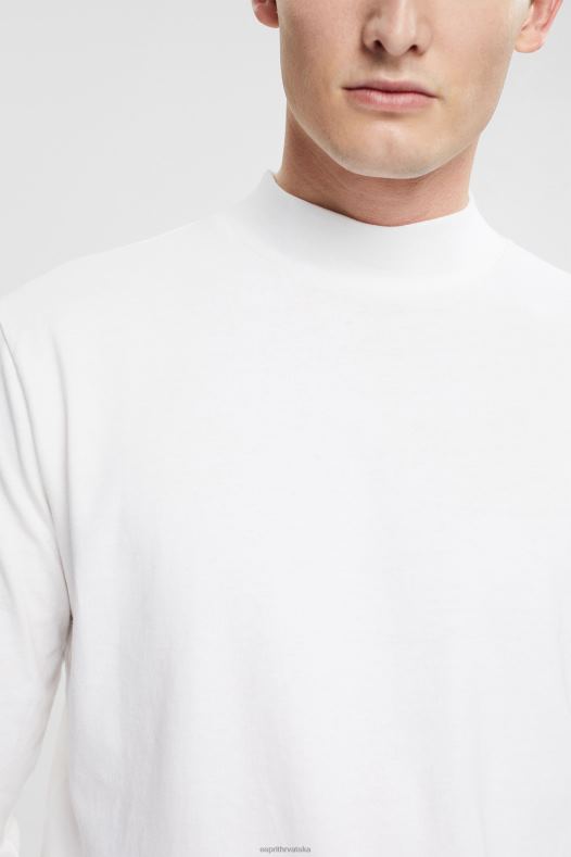 Esprit muškarci gornji dio s dugim rukavima s podignutim ovratnikom bijela dugi rukav A48RT943