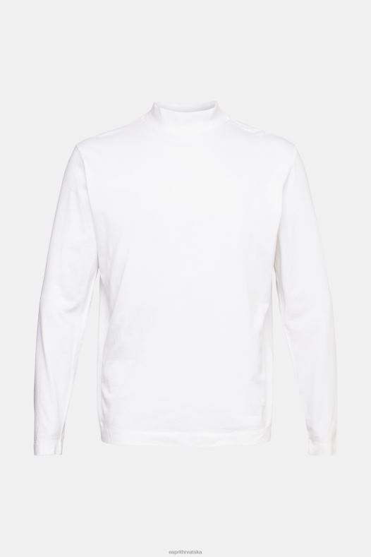 Esprit muškarci gornji dio s dugim rukavima s podignutim ovratnikom bijela dugi rukav A48RT943