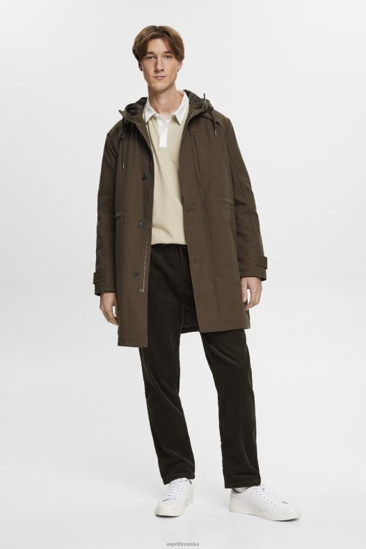 Esprit muškarci ragbi majica s izvezenim logom prašnjavo zelena dugi rukav A48RT720