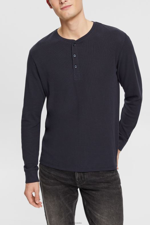 Esprit muškarci vafel majica dugih rukava, 100% pamuk mornarica dugi rukav A48RT822