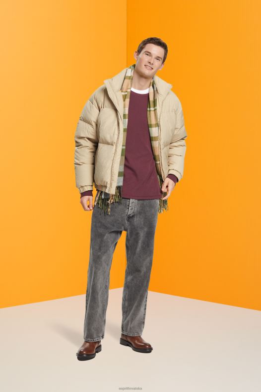 Esprit muškarci waffle pique majica dugih rukava bordo crvena dugi rukav A48RT825