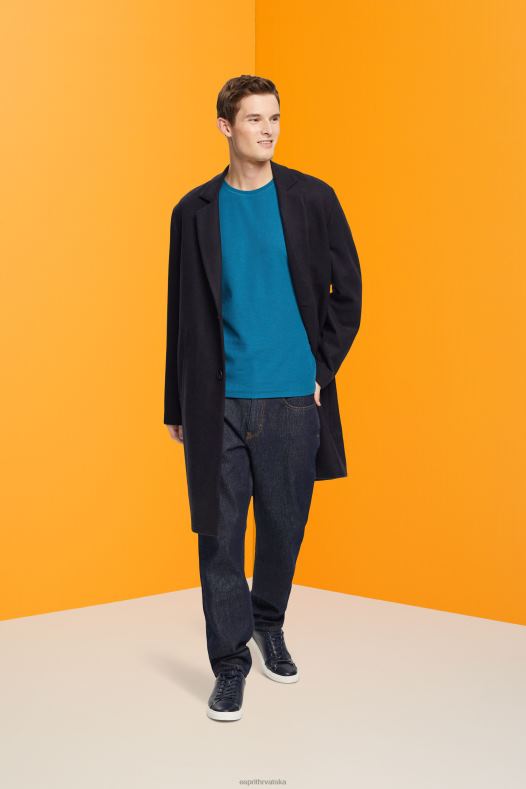 Esprit muškarci waffle pique majica dugih rukava tamno tirkizna dugi rukav A48RT851