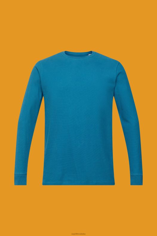 Esprit muškarci waffle pique majica dugih rukava tamno tirkizna dugi rukav A48RT851