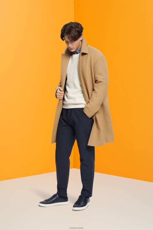 Esprit muškarci hlače na pruge s uzicom za pojas tamno plava hlače & hlače A48RT816