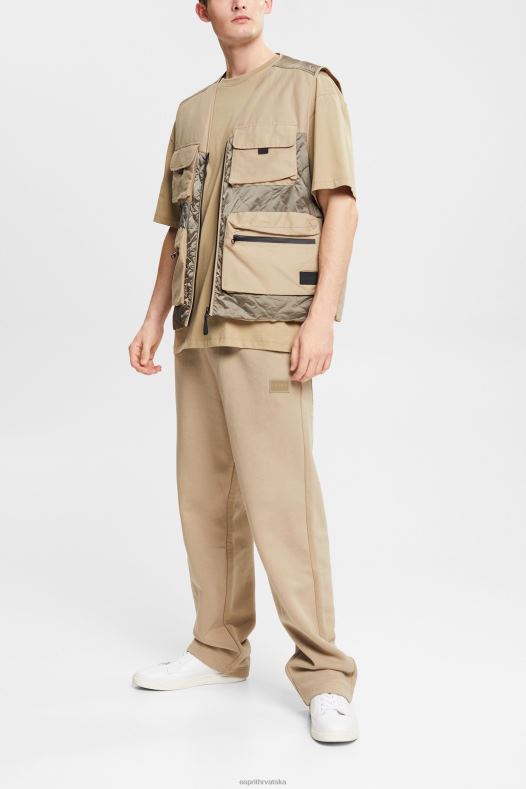 Esprit muškarci od recikliranog materijala: donji dio trenirke sa širokim nogavicama blijedo kaki hlače & hlače A48RT941