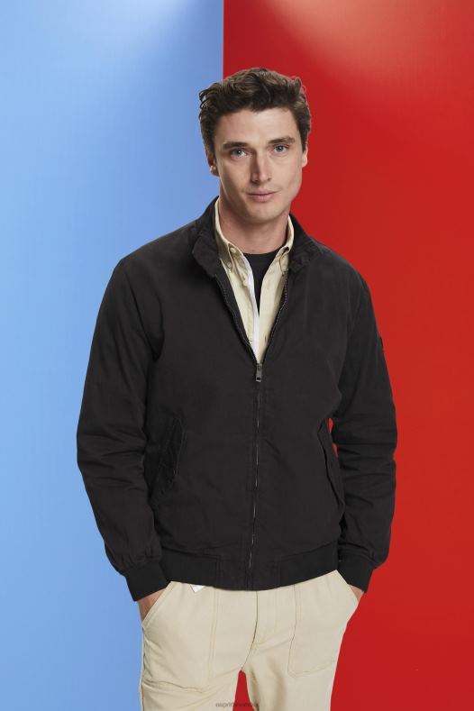 Esprit muškarci bomber jakna s podignutim ovratnikom crno jakne A48RT713