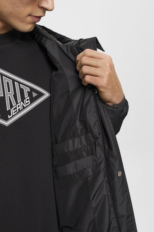 Esprit muškarci lagana kišna jakna s kapuljačom crno jakne A48RT764