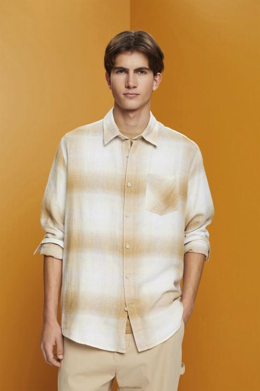 Esprit muškarci karirana tartan košulja od mješavine pamuka i konoplje led košulje A48RT714