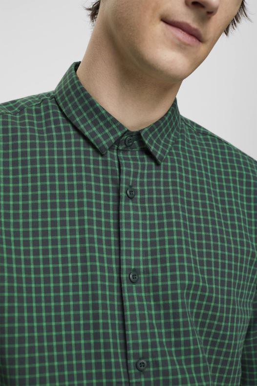 Esprit muškarci karirana uska košulja tamno plavozelena košulje A48RT688