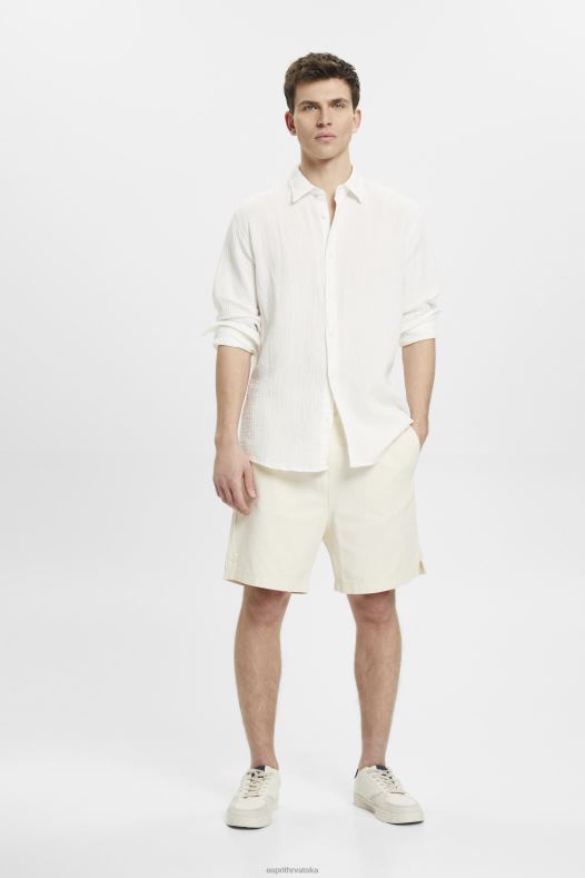 Esprit muškarci održiva pamučna košulja od muslina prljavo bijelo košulje A48RT755