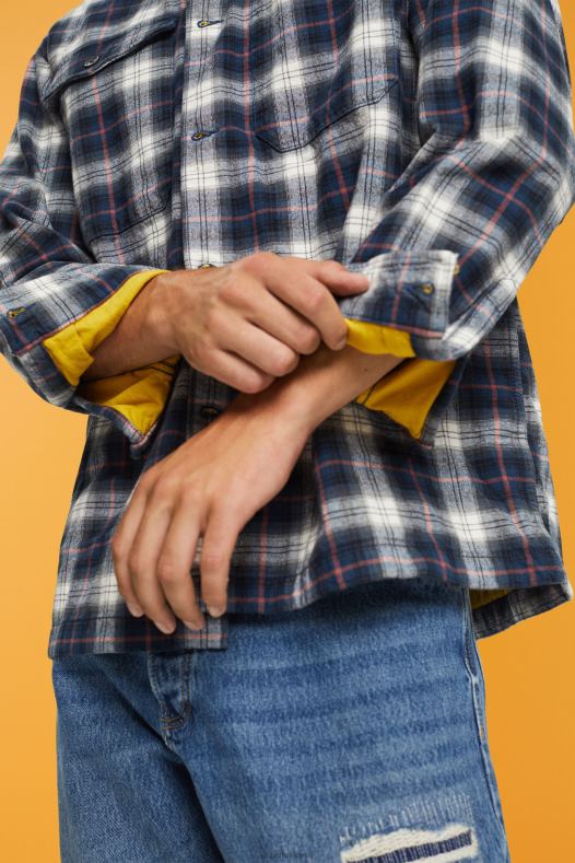 Esprit muškarci oversized košulja od čistog pamuka s kariranim uzorkom petrolej plava košulje A48RT838