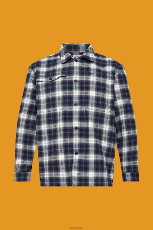 Esprit muškarci oversized košulja od čistog pamuka s kariranim uzorkom petrolej plava košulje A48RT838