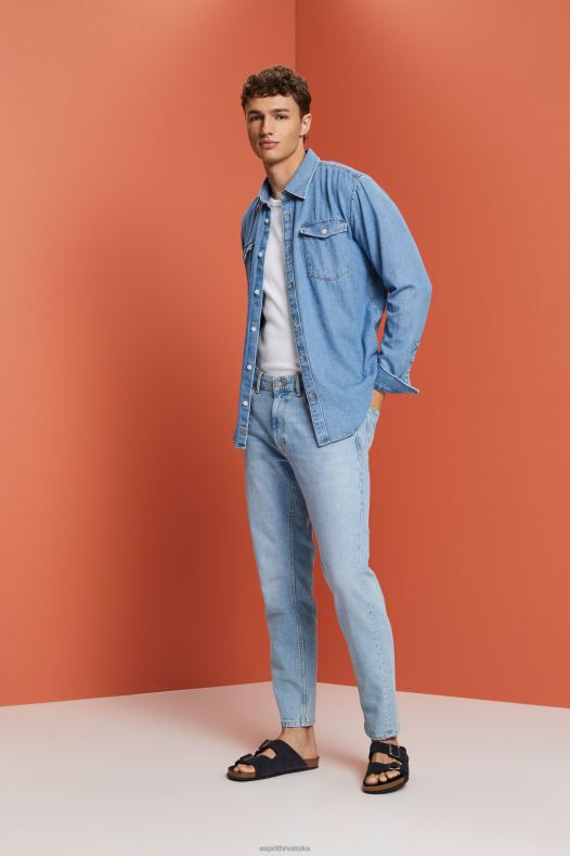 Esprit muškarci pamučna traper košulja plavo svjetlo pranje košulje A48RT732