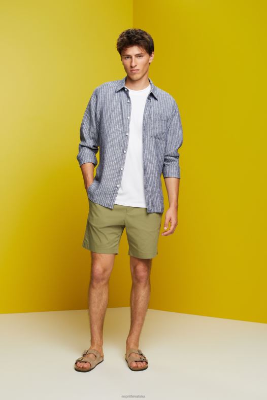 Esprit muškarci prugasta košulja, 100% lan mornarica košulje A48RT596