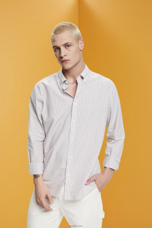 Esprit muškarci prugasta održiva pamučna košulja karamela košulje A48RT705