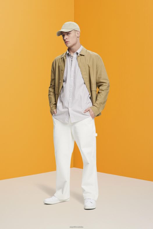 Esprit muškarci prugasta održiva pamučna košulja karamela košulje A48RT705