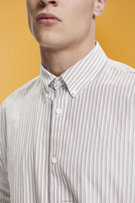 Esprit muškarci prugasta održiva pamučna košulja karamela košulje A48RT705