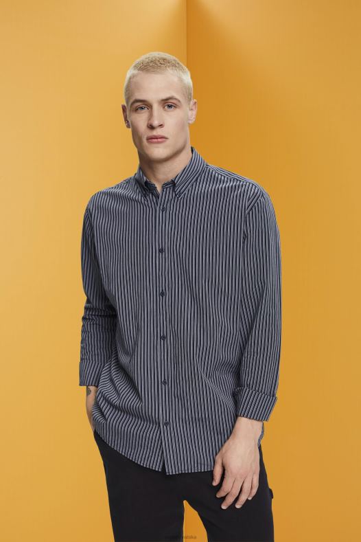 Esprit muškarci prugasta održiva pamučna košulja mornarica košulje A48RT706
