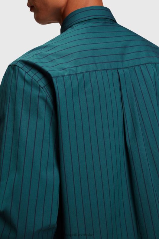 Esprit muškarci prugasta poplin košulja opuštenog kroja teal plava košulje A48RT797