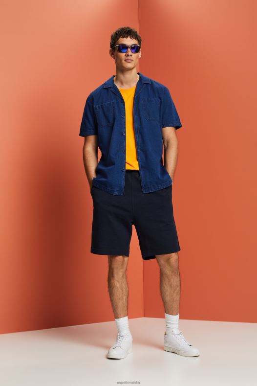 Esprit muškarci traper košulja kratkih rukava plavo tamno pranje košulje A48RT595