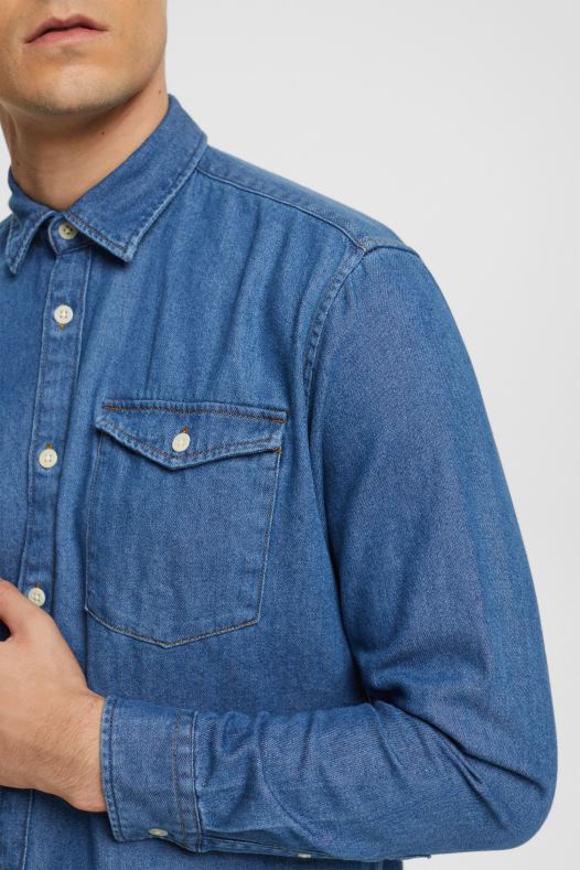 Esprit muškarci traper košulja plava srednje pranje košulje A48RT833