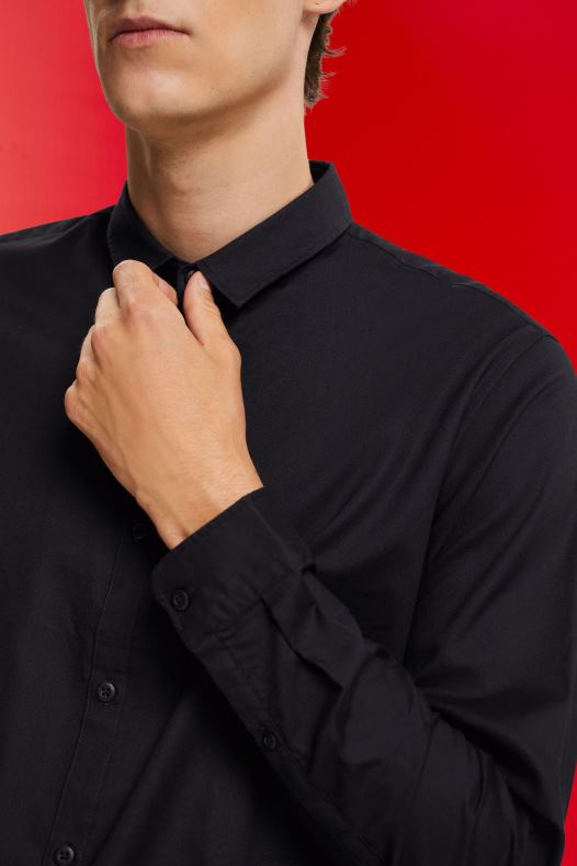 Esprit muškarci uska košulja crno košulje A48RT853