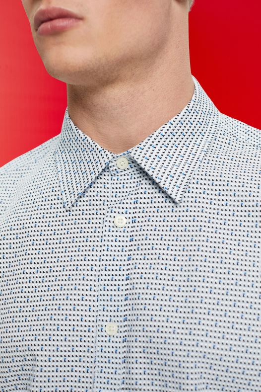 Esprit muškarci uska košulja s cijelim uzorkom svijetlo plava košulje A48RT778