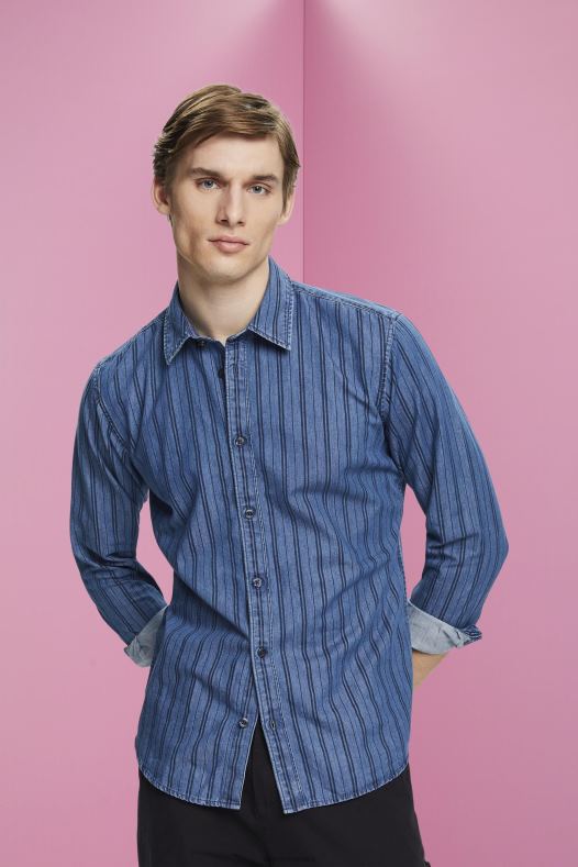 Esprit muškarci uska traper košulja s prugama mornarica košulje A48RT717