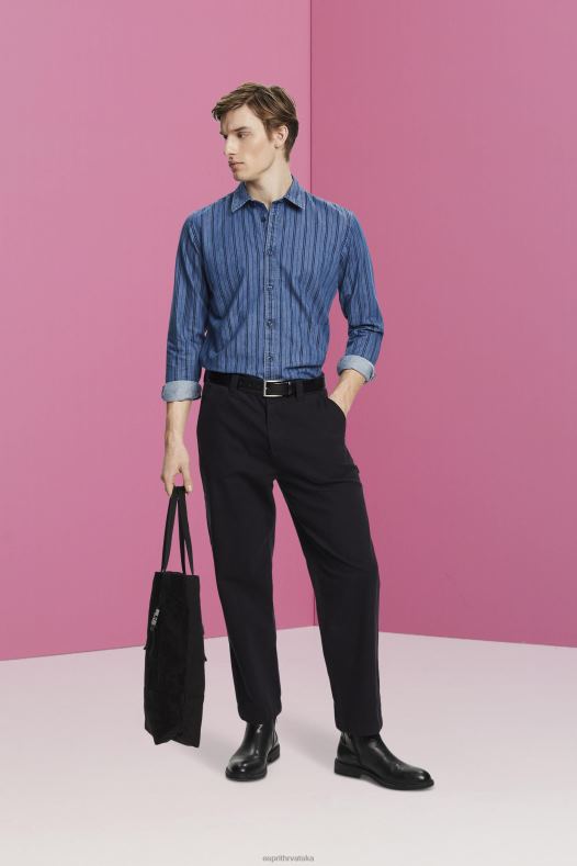 Esprit muškarci uska traper košulja s prugama mornarica košulje A48RT717