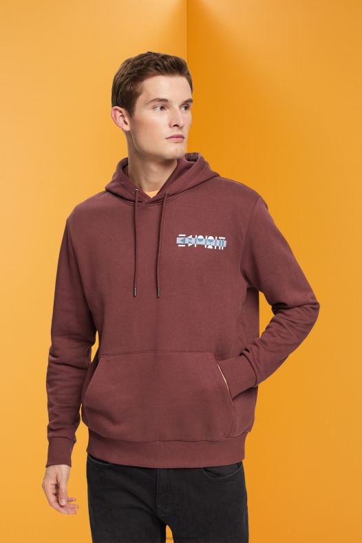 Esprit muškarci hoodie s malim printom logotipa bordo crvena majice i majice s kapuljačom A48RT828