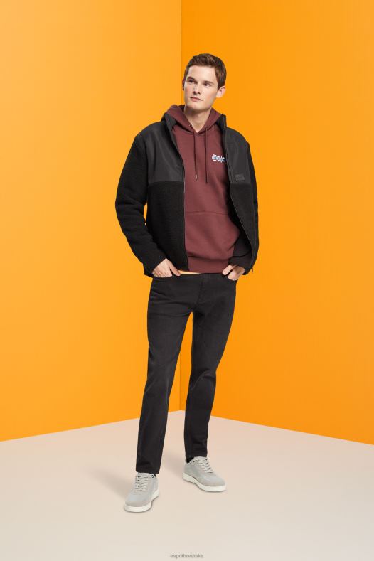 Esprit muškarci hoodie s malim printom logotipa bordo crvena majice i majice s kapuljačom A48RT828