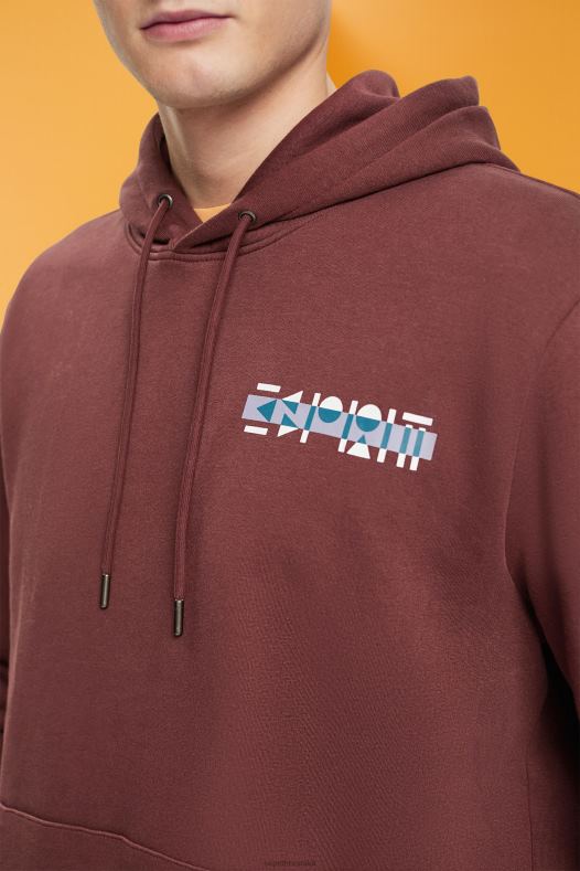 Esprit muškarci hoodie s malim printom logotipa bordo crvena majice i majice s kapuljačom A48RT828