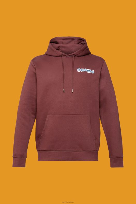Esprit muškarci hoodie s malim printom logotipa bordo crvena majice i majice s kapuljačom A48RT828