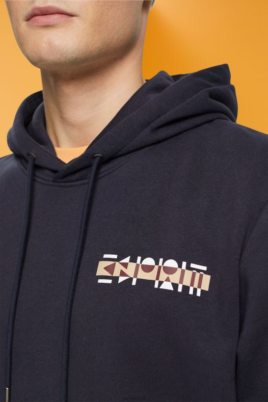 Esprit muškarci hoodie s malim printom logotipa mornarica majice i majice s kapuljačom A48RT827