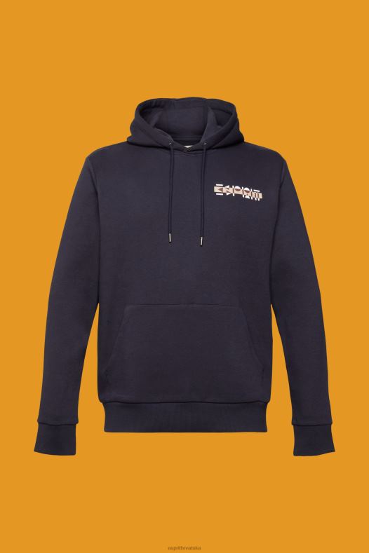 Esprit muškarci hoodie s malim printom logotipa mornarica majice i majice s kapuljačom A48RT827