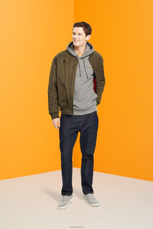 Esprit muškarci majica s kapuljačom u boji melange s malim printom logotipa srednje siva majice i majice s kapuljačom A48RT826