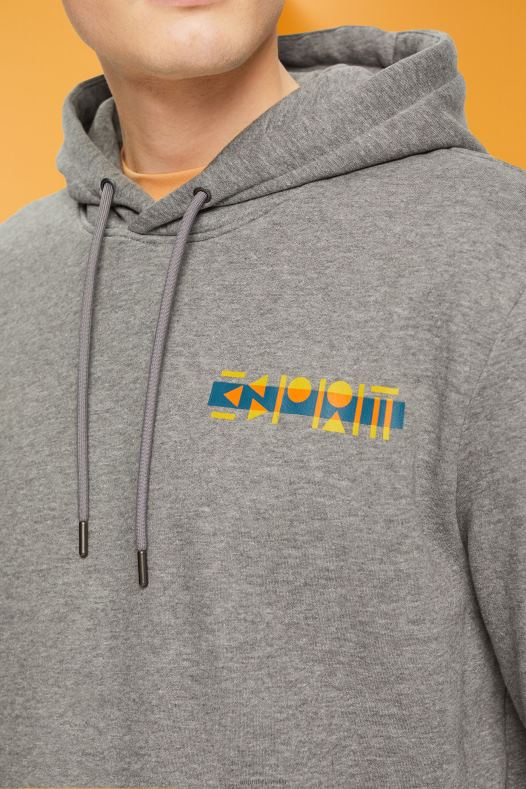 Esprit muškarci majica s kapuljačom u boji melange s malim printom logotipa srednje siva majice i majice s kapuljačom A48RT826
