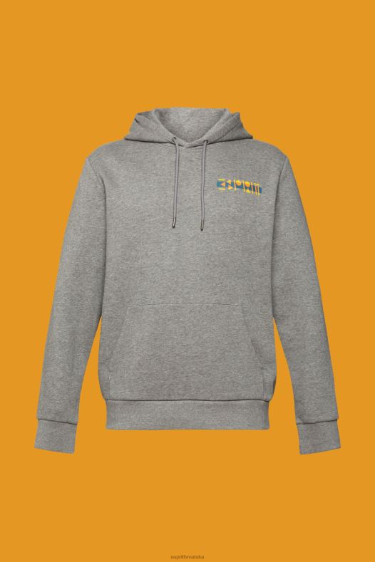 Esprit muškarci majica s kapuljačom u boji melange s malim printom logotipa srednje siva majice i majice s kapuljačom A48RT826