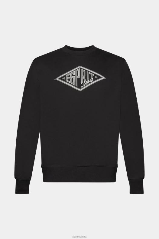 Esprit muškarci majica s printom logotipa crno majice i majice s kapuljačom A48RT653