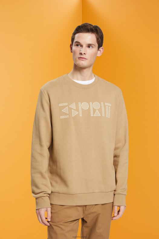 Esprit muškarci majica s printom logotipa kaki bež majice i majice s kapuljačom A48RT852