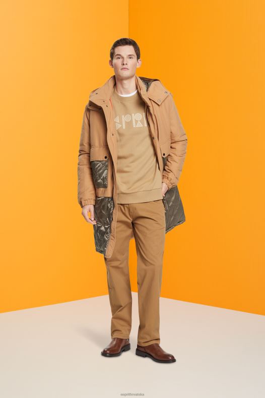 Esprit muškarci majica s printom logotipa kaki bež majice i majice s kapuljačom A48RT852