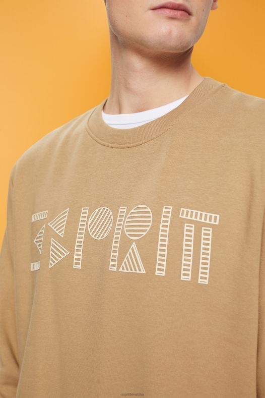 Esprit muškarci majica s printom logotipa kaki bež majice i majice s kapuljačom A48RT852