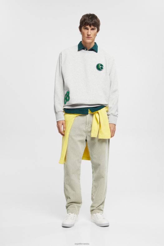 Esprit muškarci sveučilišna majica s zakrpama Svijetlo siva majice i majice s kapuljačom A48RT808