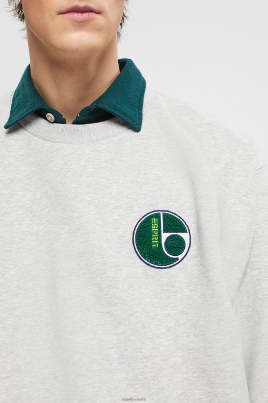 Esprit muškarci sveučilišna majica s zakrpama Svijetlo siva majice i majice s kapuljačom A48RT808