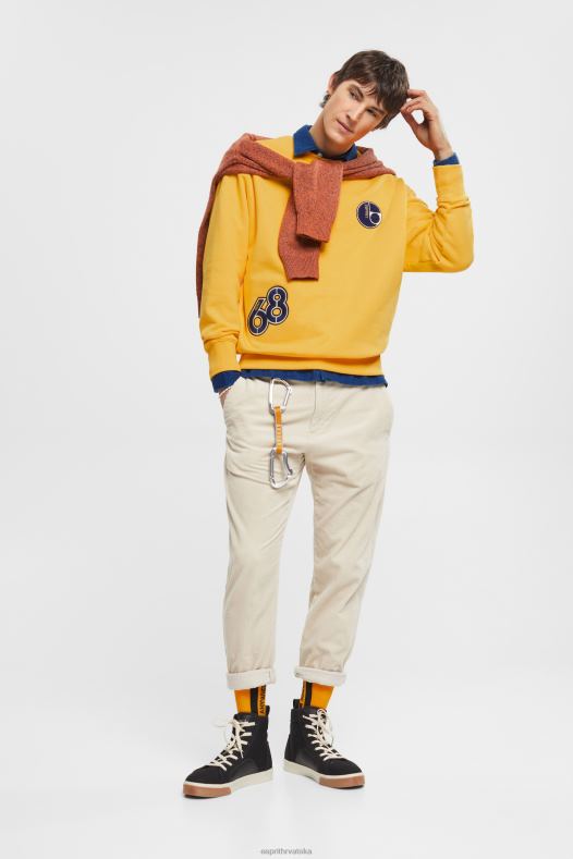 Esprit muškarci sveučilišna majica s zakrpama žuta boja majice i majice s kapuljačom A48RT810