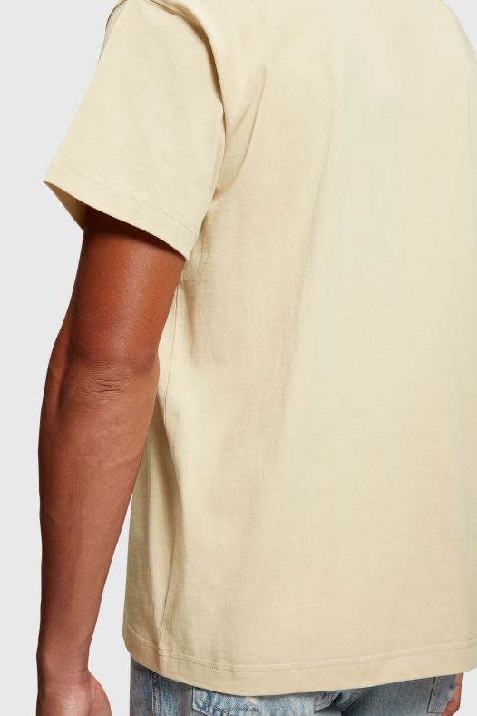 Esprit muškarci majica kratkih rukava s logotipom na prsima svijetlo taupe majice kratkih rukava A48RT608