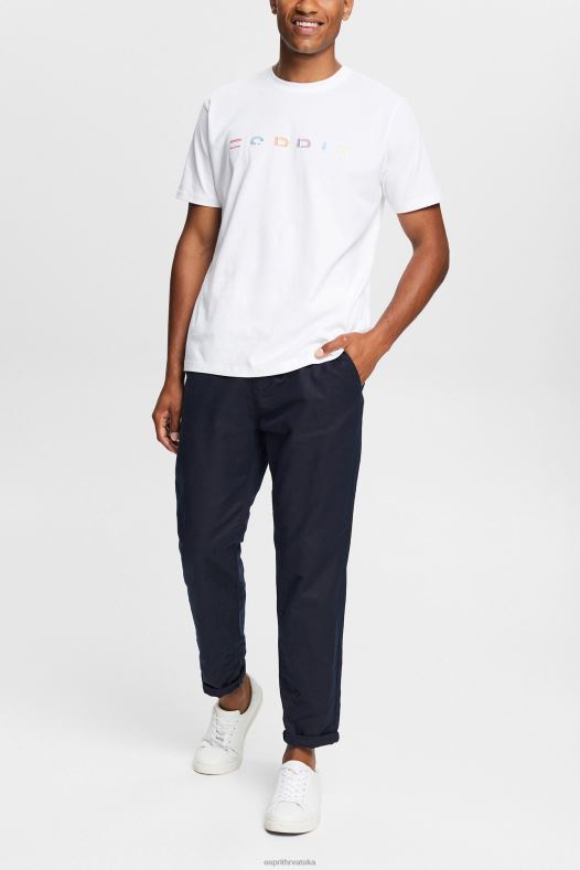 Esprit muškarci majica od džersija s izvezenim logom bijela majice kratkih rukava A48RT915