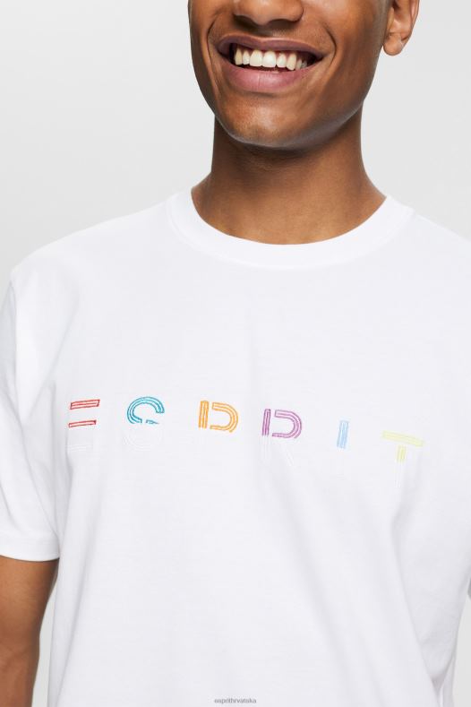 Esprit muškarci majica od džersija s izvezenim logom bijela majice kratkih rukava A48RT915