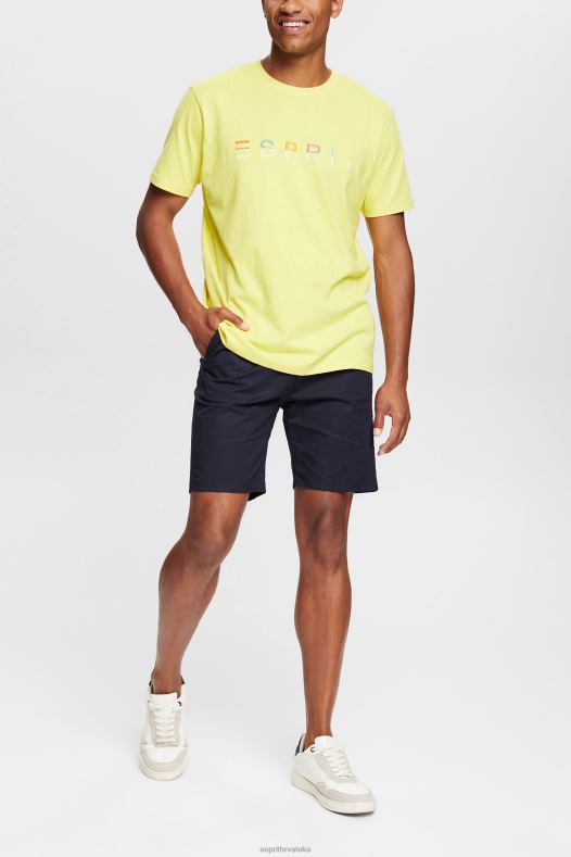 Esprit muškarci majica od džersija s izvezenim logom jarko žuta majice kratkih rukava A48RT920