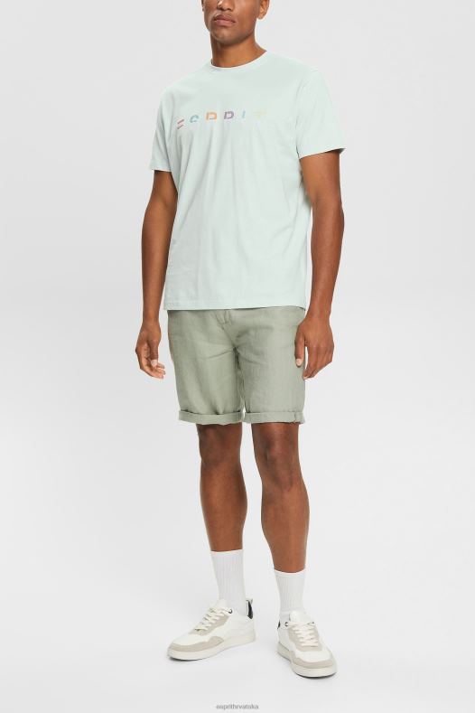 Esprit muškarci majica od džersija s izvezenim logom pastelno plava majice kratkih rukava A48RT919